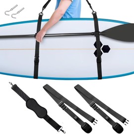 runrayay Black Paddleboard Carry Strap, Adjustable Heavy Duty Shoulder Strap for SUP, Kayak and Surfboard with Padded Scratch Resistant Sling Design