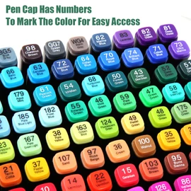 Kebuye 80 Colors Alcohol Markers Set, Dual Tips Blender Art Markers for Drawing Sketching Coloring Artist Pens and Underlining, Professional Permanent Sketch Marker for Kids Adult Coloring