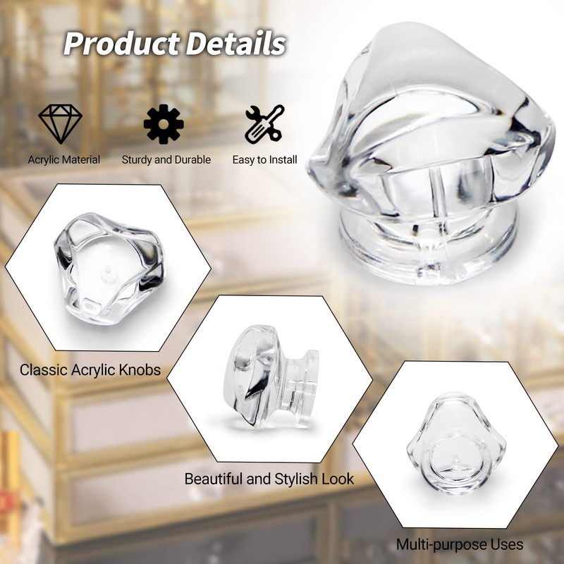 MroMax 6pcs Tiny Pull Handle Triangle Acrylic Mini Knob 19mm