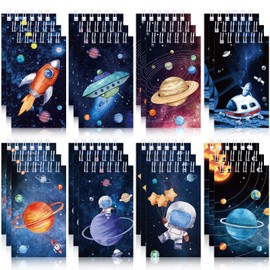 Teling 24 Pieces Outer Space Galaxy Mini Notepads Space Birthday Party Favors Astronaut Rocket Ship Planet Spiral Notepads Mini Notepads for Kids Solar System Birthday Party Teacher Classroom Rewards