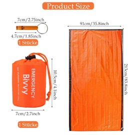 LIURFLNC Bivvy Bag, Emergency Blanket, Sleeping Bag, Rescue Blanket, Sleeping Bag, with Whistle, Waterproof Bivy Bag, Insulated Tube Tent, Ultralight Extra Strong Emergency Blanket