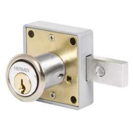 Hermex CM-26C, Cerradura para mueble con cilindro de 29mm, acción horizontal, modelo 26, acabado en cromo
