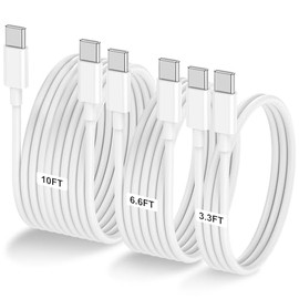 LOFPYE - Paquete de 3 cables USB C a USB C [1m+2m+3m], cable tipo C a tipo C, cable de carga rápida de 60W para iPhone 17 16 15 Pro Plus Pro Max Air, 