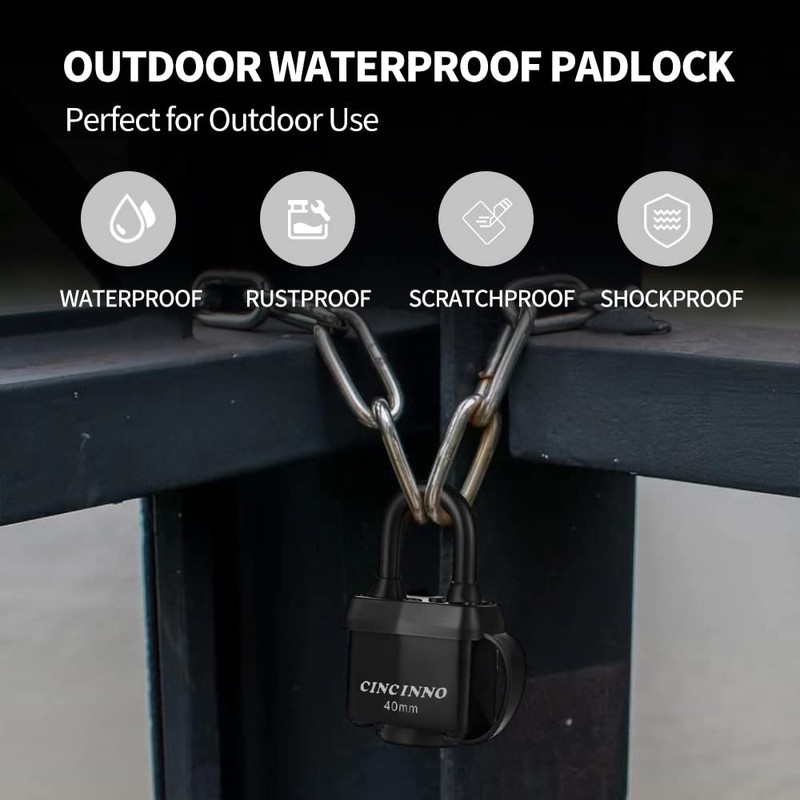 40mm Padlock with Key,Weatherproof Laminated Steel Locks with Keys,Heavy Duty