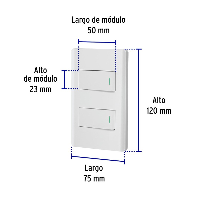 Volteck PA-APDO1-ELB, Placa armada blanca 1 interruptor sencillo y 1