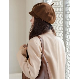 AIEOE Womens Newsboy Cap Summer Beret Cap 8 Panels Vintage Cabbie Hat- Octagonal Visor Cap for Women Girls Ladies Gift Brown