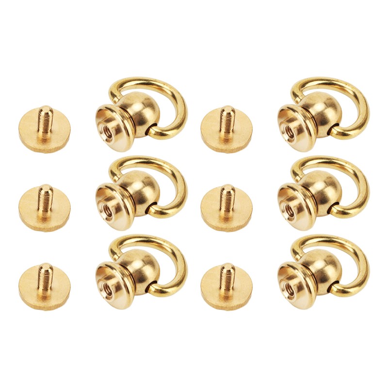 12 Sets D Ring Stud Screw Gold Brass Metal Plating