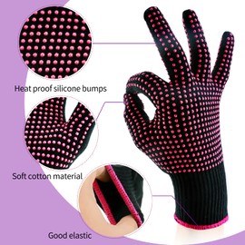 Heat Gloves for Hair Styling 2Pcs Heat Resistant Gloves Silicone Heat Mat Styling Tools & Appliances 6pcs Hair Clips and Styling Comb Curling Iron Glove Heat Resistan for Hair Curling Wand