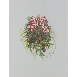 "The Red Checked Bow," Scenic Christmas Cards (Smaller Card), Box of 10, by Onion Hill Designs