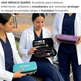 MEDIMETRICS | Funda Rígida para Estetoscopio con Correa y Bolsa de Red | Estuche RígidoCompatible con Estetoscopio 3M Littmann/ADC/MDF para Enfermeras