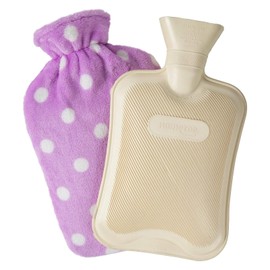 HomeTop Premium Classic Rubber Hot or Cold Water Bottle with Soft Fleece Cover (2 Liters, Purple)