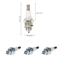 Pack of 3 BPMR7A Spark Plugs Replacement Part for L7T, B6HS, B4-LM and Champion J19LM, J17LM, CJ8 & Other Types, Universal Spark Plug for 2-Stroke, for Lawnmower Garden Strimmer Trimmer