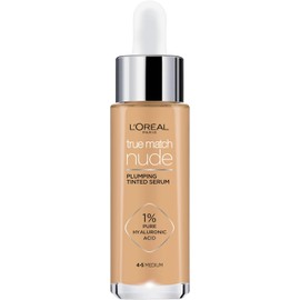 L'Oral Paris True Match Srum Rellenador con Color, Base de Maquillaje en Srum con cido Hialurnico, Acabado Luminoso, Piel Uniforme y Radiante, Tono Medium 4 5, 30 ml