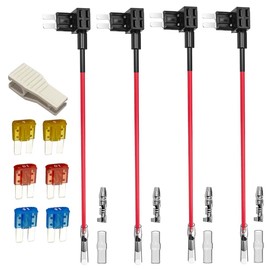 Gebildet 4pcs 12V 24V Add-a-Circuit Micro 2 Fuse Tap, Piggy Back Blade Fuse Holder with Wire Harness, 6 pcs Micro 2 Fuse (5A 10A 15A) and Fuse Puller