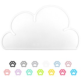 DesignSter Pet Food Mats–Dog Cat Feeding Mat Top Grade Cloud Silicone Pad Anti-Slip Waterproof Anti-Slip Bowl Placemat (White)