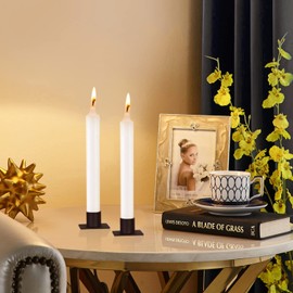 Gute 8 Stück Schwarze Kerzenhalter, Kleiner Kerzenhalter aus Metall,Tischdekoration für Zuhause, Weihnachten, Hochzeit, Geburtstagsgeschenke, Packung mit 8 Kerzenhaltern (Quadrat)