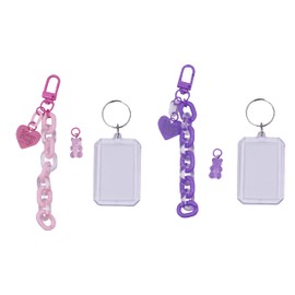 JUMISEE 2 PCS Clear Acrylic Kpop Photocard Holder with Keychain, Mini Film Picture Frame Card Holder Protector