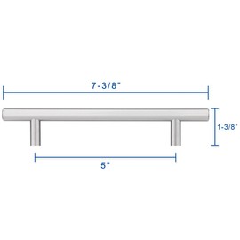 LIZAVO 701SN Cabinet Pulls Solid Modern Euro Style T Bar Kitchen Cabinet Handles (5" (128mm) Hole Center, 1 Pack)