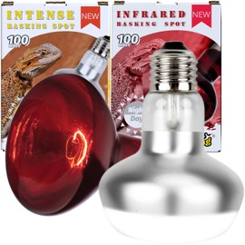ReptiKing Reptile Heat Lamp, 2 Pack 100W Intense and Infrared Basking Bulbs Light for Reptiles, UVA Daylight Night Red Basking Light for Bearded Dragon, Lizard, Gecko,Reptile Heat Bulb