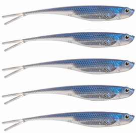 Soft Plastic Baits 5-inch Fluke Lure Jerk Baits Shad Minnow Drop Shot Rig Mid-Stroll Rig Fishing Bass Fishing (Blue)