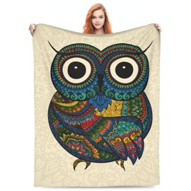 Zeleda Colorful Owl Blanket Gifts for Girls Women Boys Owl Lovers Decor for Home Bedroom Living Room Couch Sofa Office Dorm Boho Owl Totem Flower Soft Cute Lightweight Plush Throw Blankets 80"x60"