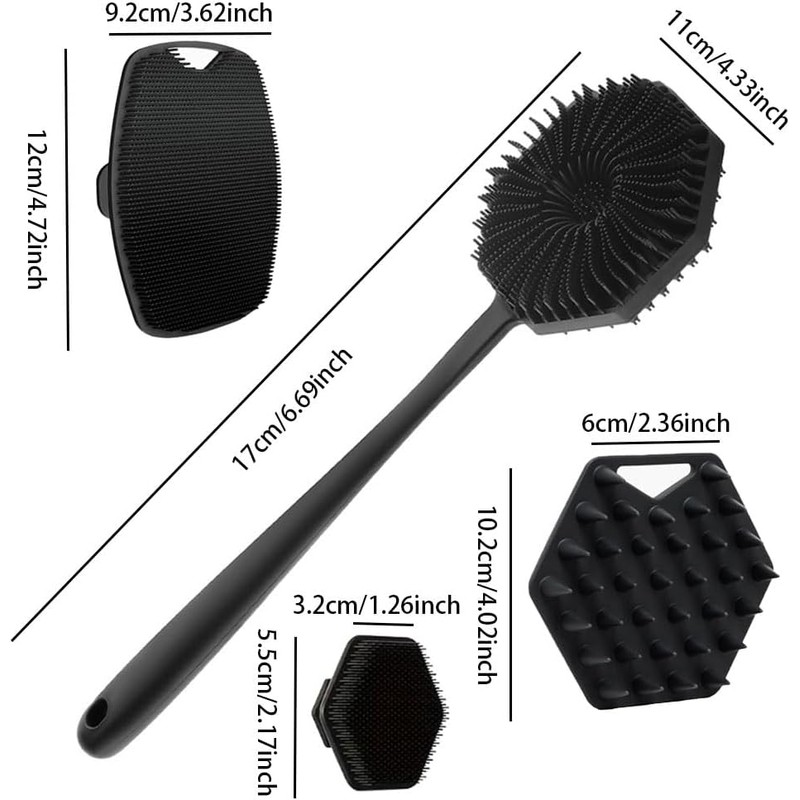 Set de Cepillos de Baño de Silicona 4 en 1