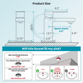 gotonovo Matte Black Bathroom Sink Faucet for Sink 1 Hole Deck Mount 304 Stainless Steel Bowl Basin One Hole 1 Handle Spout Mixer Tap with Pop Up Drain