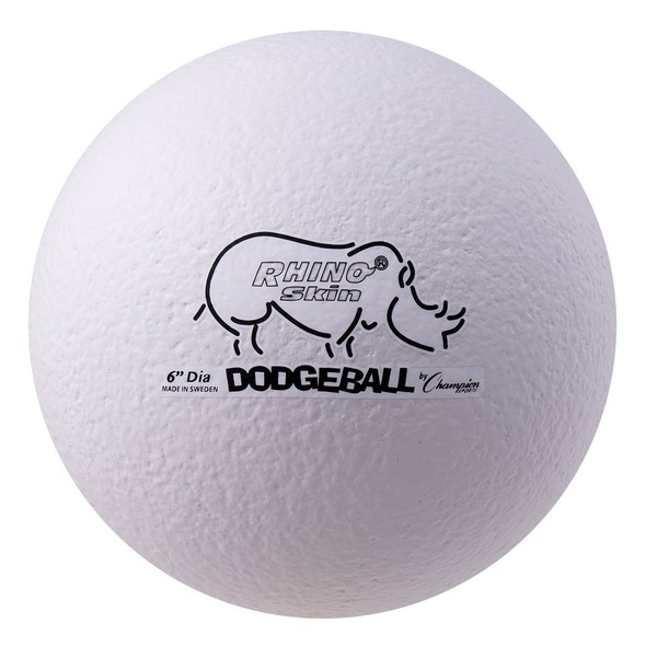 Champion Sports Rhino Skin Dodgeball (Single, White, 6")