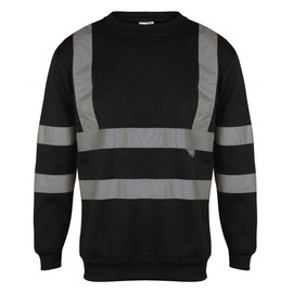 Mens Hi Vis Crew Neck Sweatshirt Warm Vest For Outdoor Work Reflective Safety Workwear For Mens -Yellow-XL