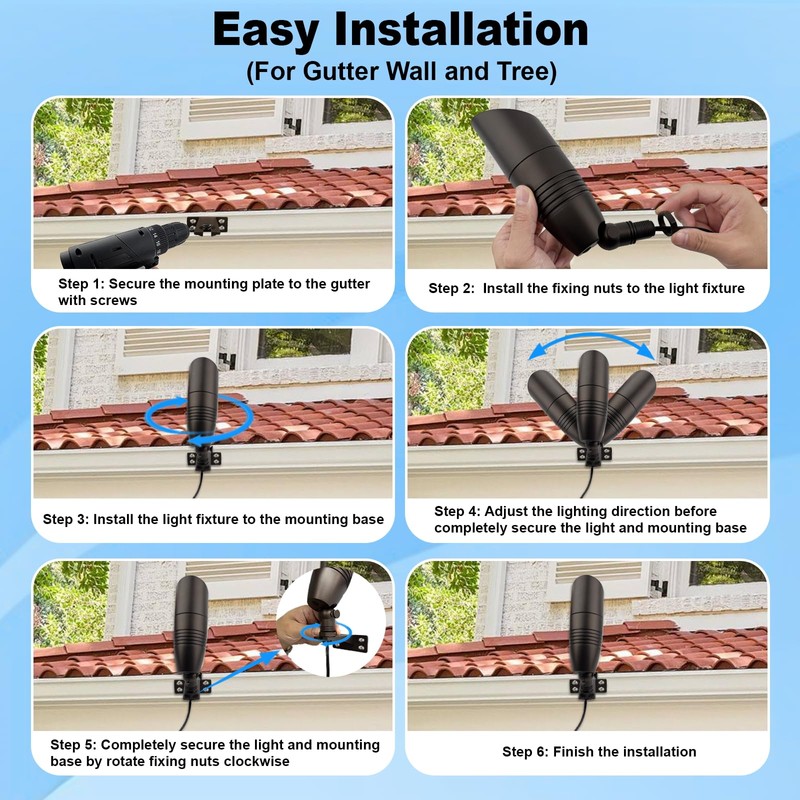 EZlumify Landscape Lighting Gutter Brackets, Mounting Bracket Base Plate for