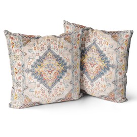 Snycler Set of 2 Boho Style Throw Pillow Cover Ethnic Design Pattern Short Plush Boho Carpet Tribal Pattern Throw Pillow Case Cushion Cover Home Office Decorative Square 18x18 inch
