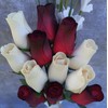 The Original Wooden Rose, Red with Black Tips and White