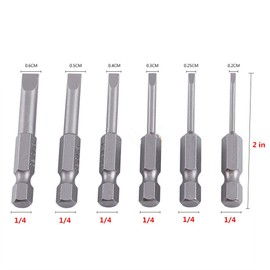 Rocaris 6pcs 2 in 2.0-6.0mm Flat Head Slotted Tip Magnetic Slotted Screwdrivers Bits Multifunctional Alloy Steel Screwdriver Set