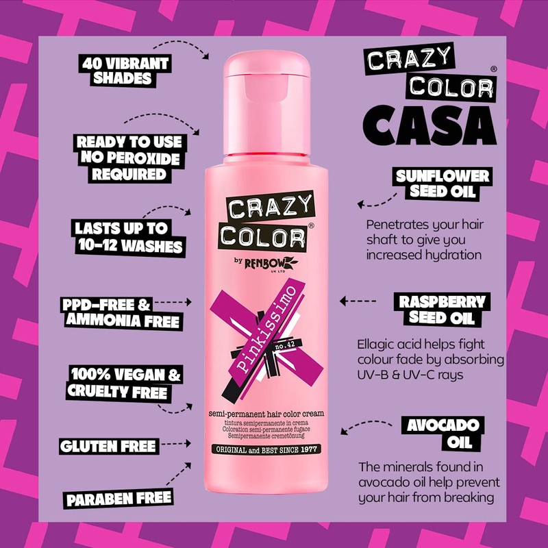 4 x Crazy Colour Semi Permanent Hair Dyes 100 ml