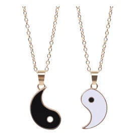 Veraly Collar Pareja Yin Yang Amigos Calidad Acero Inoxcidable Color Dorado