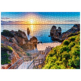 MyPuzzle Camilo Beach (Praia Do Camilo) with Turquoise Sea in The Background, Lagos, Algarve, Portugal - Premium 500 Piece Jigsaw Puzzle for Adults