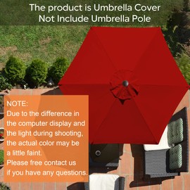 EliteShade USA 7.5FT Replacement Covers 6 Ribs Market Patio Umbrella Canopy Cover (CANOPY ONLY) (Red)