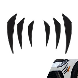 Ferianl 6PCS Car Spoiler Canards Kit, Auto Front Bumper Lip Splitter, Self-Adhesive Body Anti-Collision Diffuser, Universal Auto Soft Rubber Decorative Stickers Accessories (Black)