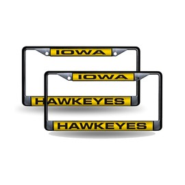 Rico Iowa Hawkeyes Black Metal Laser Cut License Plate Frame - Set of 2 Frames