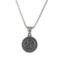 JASKFG Stainless Steel Viking Triskele Pendant Necklace, Sterling Silver, 50cm Chain