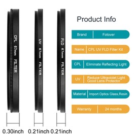 37mm Filter Kit Universal UV CPL FLD Filter Set UV Protection Filter Circular Polarizing Filter Fluorescent Filter with Lens Cap Replacement for Canon Nikon Sony Pentax Olympus Fuji Camera