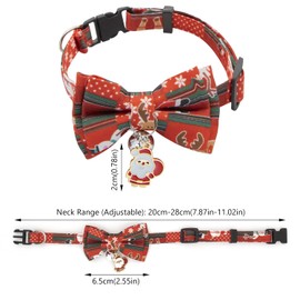 Christmas Cat Collar, Adjustable Cat Collar With Bell Bow Tie, Santa Elk Breakaway Pet Collar for Kitten Puppy Christmas Party Decoration Accessories Y9HDJXQ (Red)