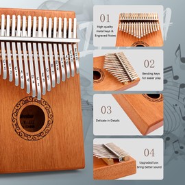 YUNDIE Kalimba Thumb Piano,YUNDIE Portable 17 Keys Mbira Finger Piano 17keys, Brown