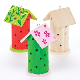 Baker Ross AV954 Wooden Ladybird House-Pack of 2, Ladybug Habitats for Kids, Decorate and Display for Children's Painting, Arts and Crafts, Wood, 13cmx7cm