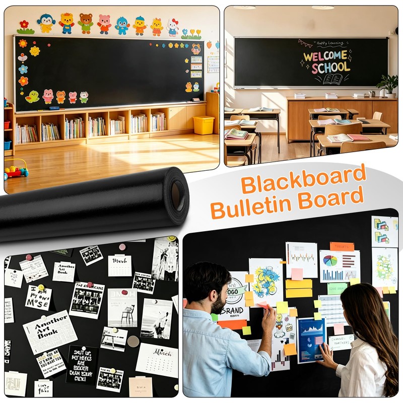 Black Fabric Bulletin Board Background Roll for Classroom, 16" x