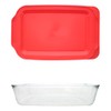 Pyrex 233-D 5 Qt Glass Baking Dish and 233-PC Red