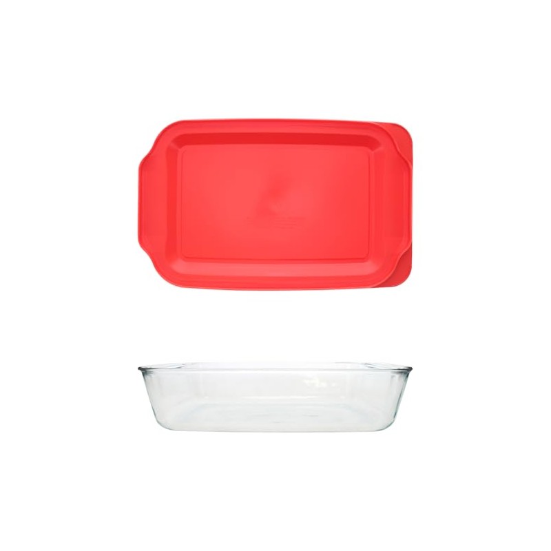Pyrex 233-D 5 Qt Glass Baking Dish and 233-PC Red