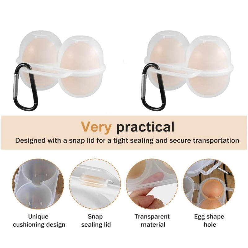 Egg Transport Box, 2 Pieces Egg Container for 2 Eggs,