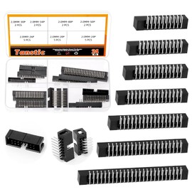 Tanstic 23Pcs 2.0 mm Pitch 20-50 Pin Box Header, Double Row Box Header Connector Right Angle PCB Header IDC Male Socket for PCB Board