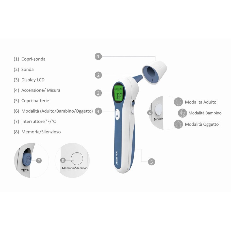 Termometro Digitale Infrarossi Dual Mode JPD-FR300 - Termoscanner da Fronte